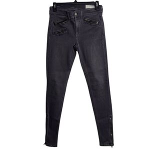 RAG & BONE Moto Skinny Zippered Jeans in Seattle Grey Size 28